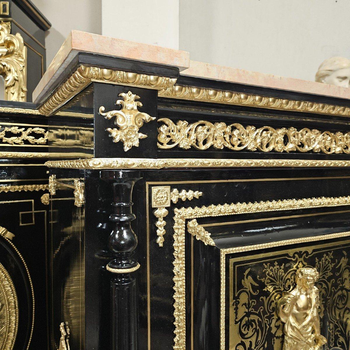 Diehl Black French Cabinet. Boulle Intarsien vergoldete Bronze Messing Napoleon III im Angebot 3