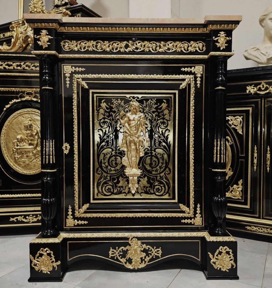 Diehl Black French Cabinet. Boulle Intarsien vergoldete Bronze Messing Napoleon III im Angebot 5