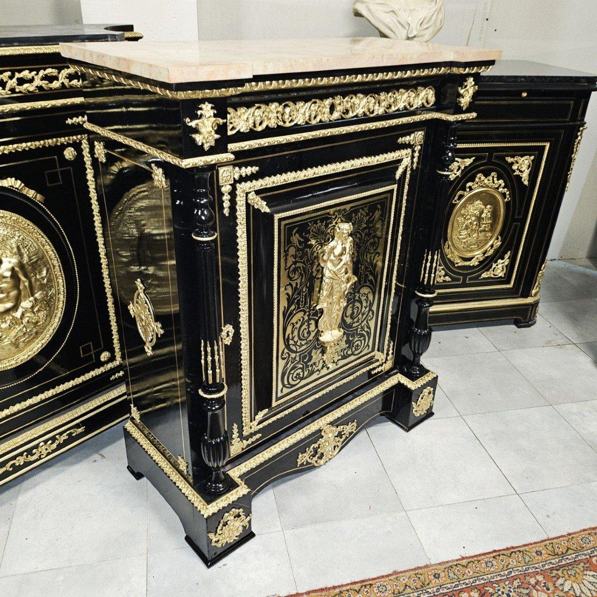 Diehl Black French Cabinet. Boulle Intarsien vergoldete Bronze Messing Napoleon III (Napoleon III.) im Angebot