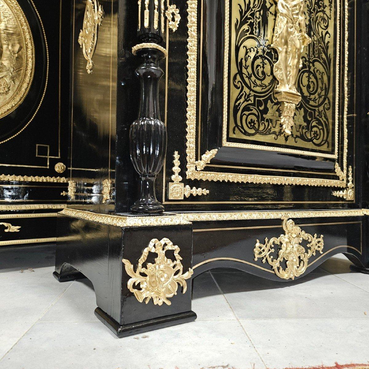 Diehl Black French Cabinet. Boulle Intarsien vergoldete Bronze Messing Napoleon III (Geschwärzt) im Angebot