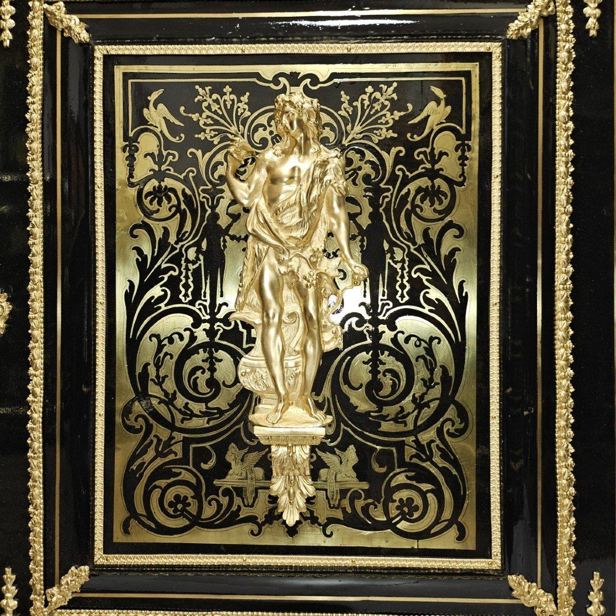 Diehl Black French Cabinet. Boulle Intarsien vergoldete Bronze Messing Napoleon III im Zustand „Gut“ im Angebot in Paris, FR
