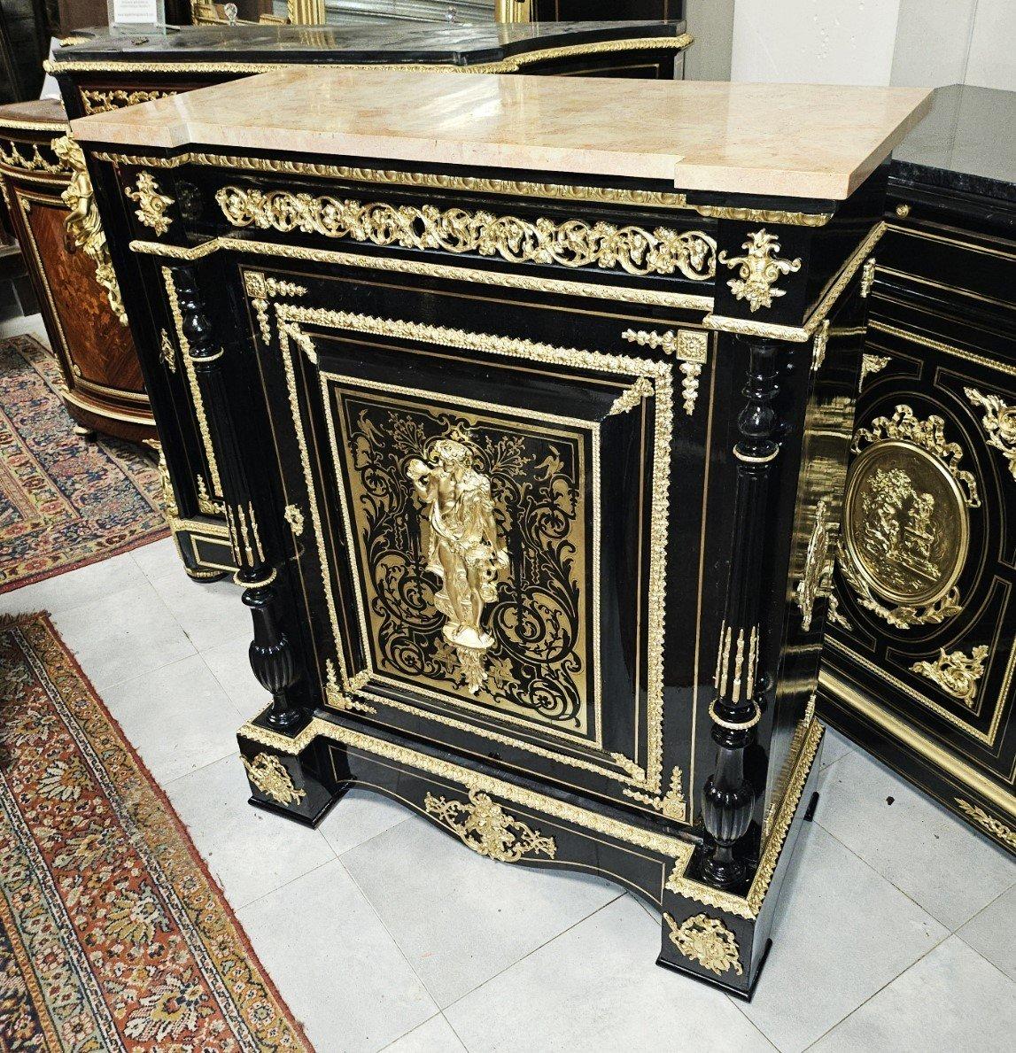 Diehl Black French Cabinet. Boulle Intarsien vergoldete Bronze Messing Napoleon III im Angebot 1