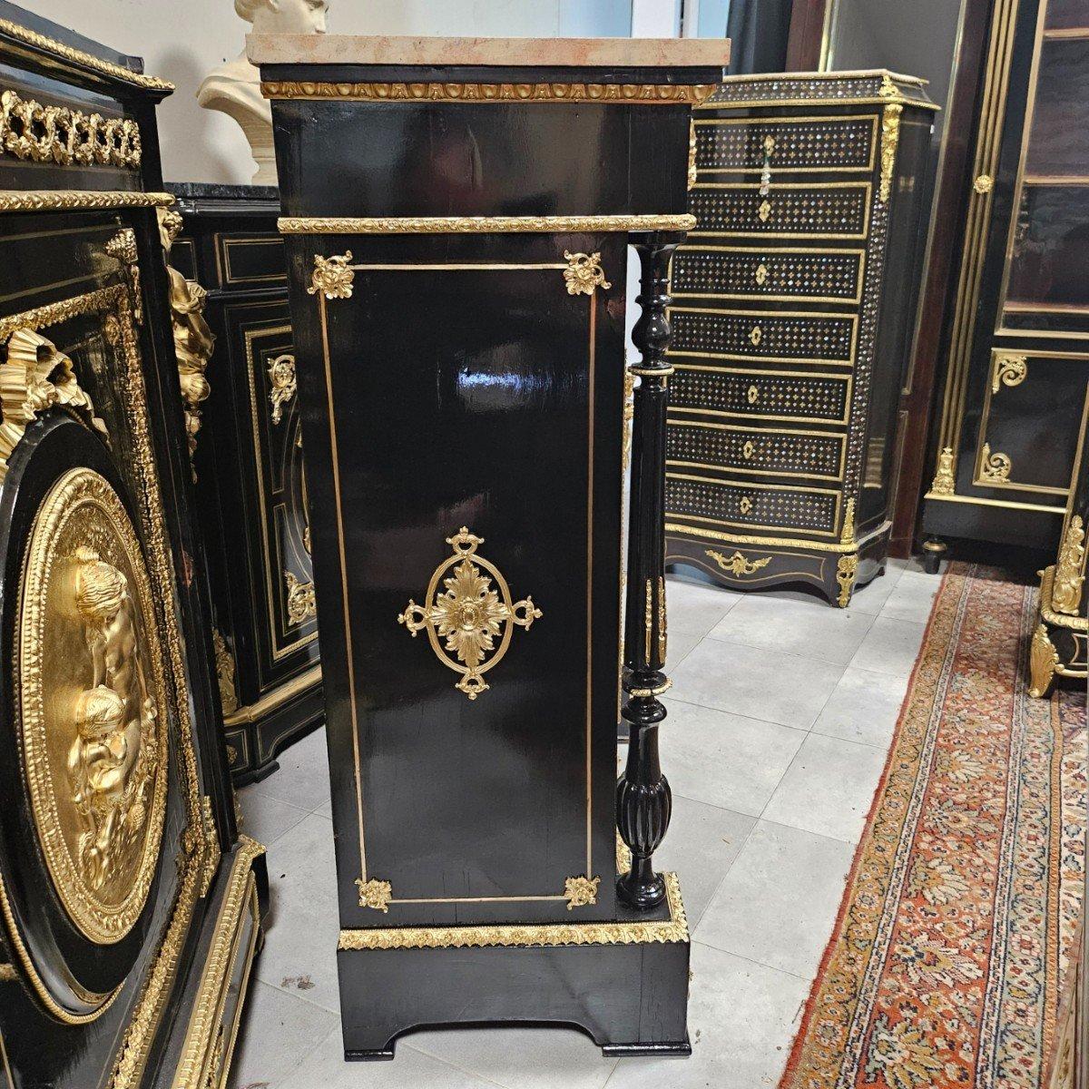 Diehl Black French Cabinet. Boulle Intarsien vergoldete Bronze Messing Napoleon III im Angebot 2