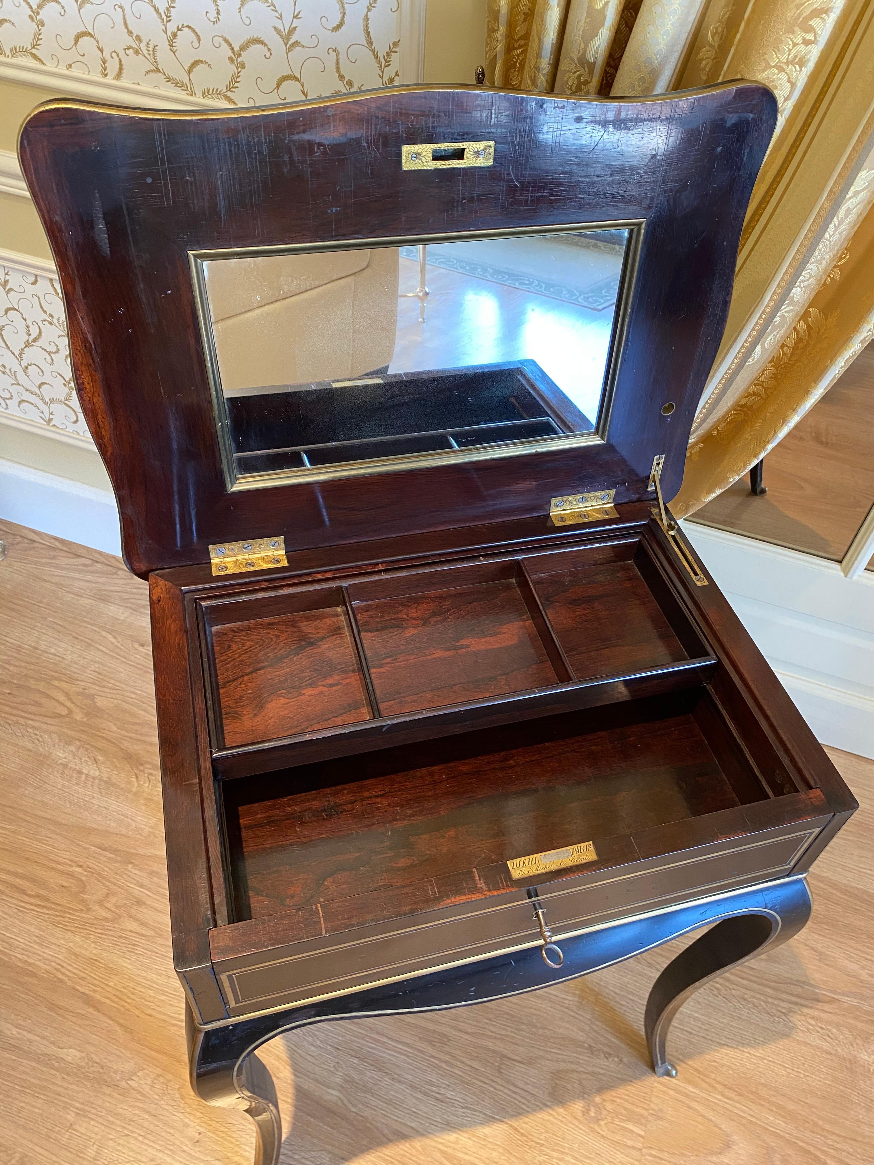 Diehl in Paris, Napoleon III Ebony Work Table / Vanity Table, 19th Century For Sale 5