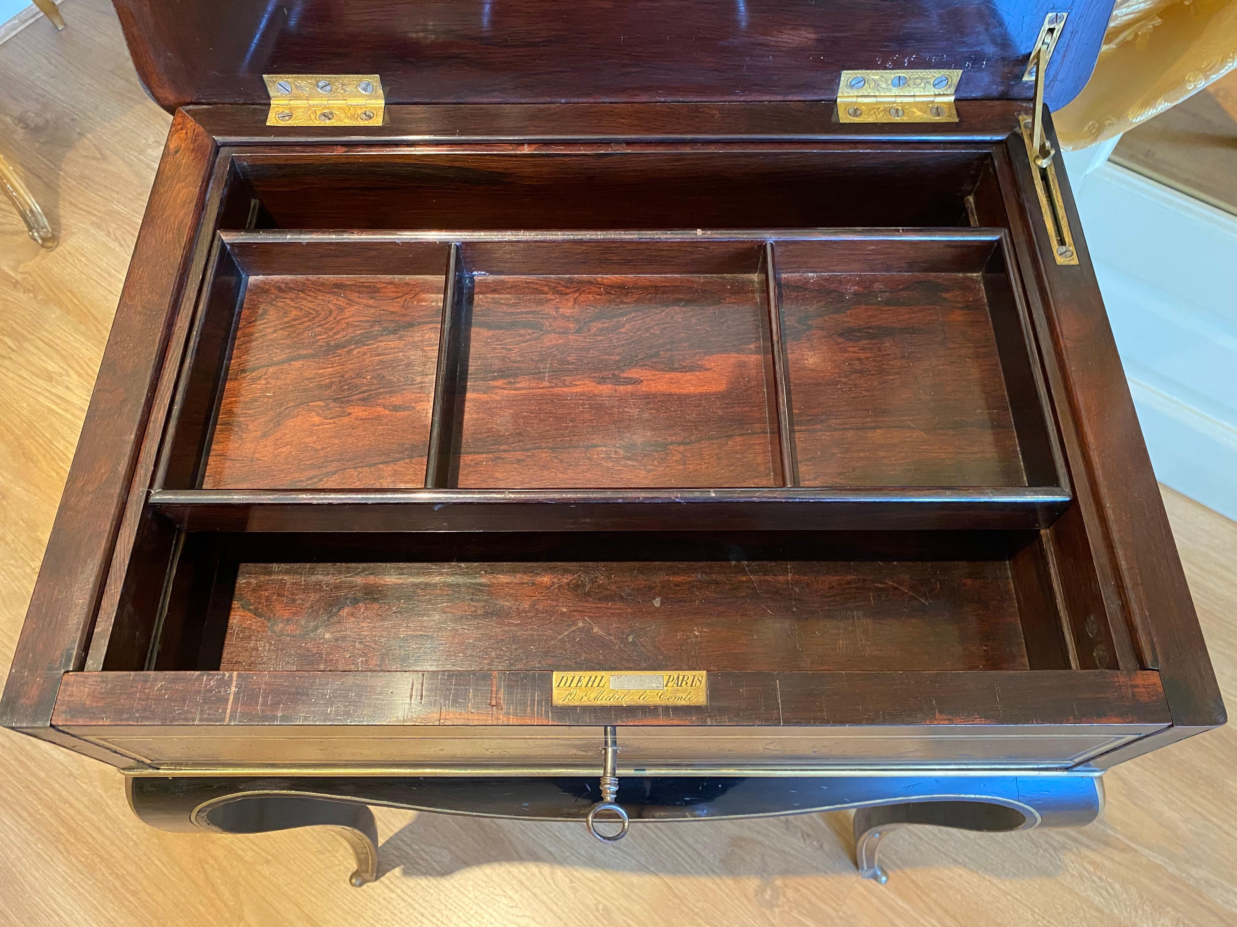 Diehl in Paris, Napoleon III Ebony Work Table / Vanity Table, 19th Century For Sale 7