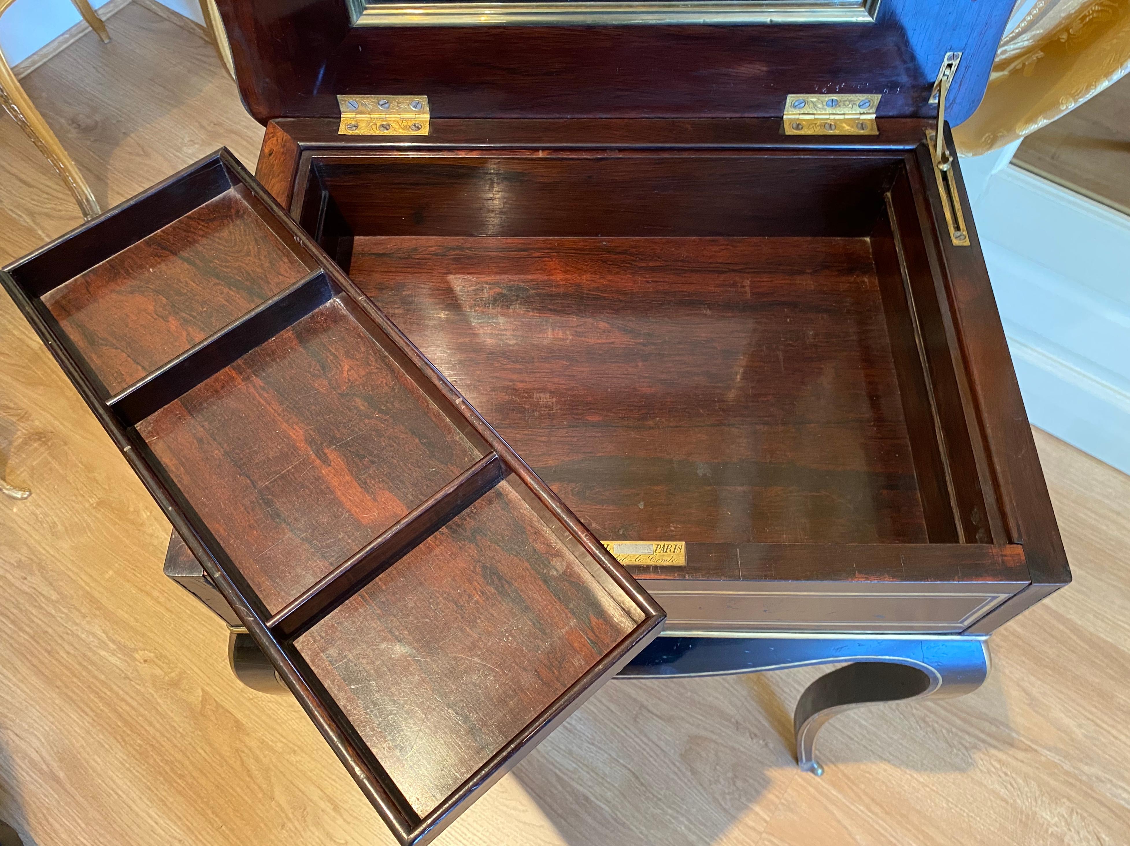 Diehl in Paris, Napoleon III Ebony Work Table / Vanity Table, 19th Century For Sale 11