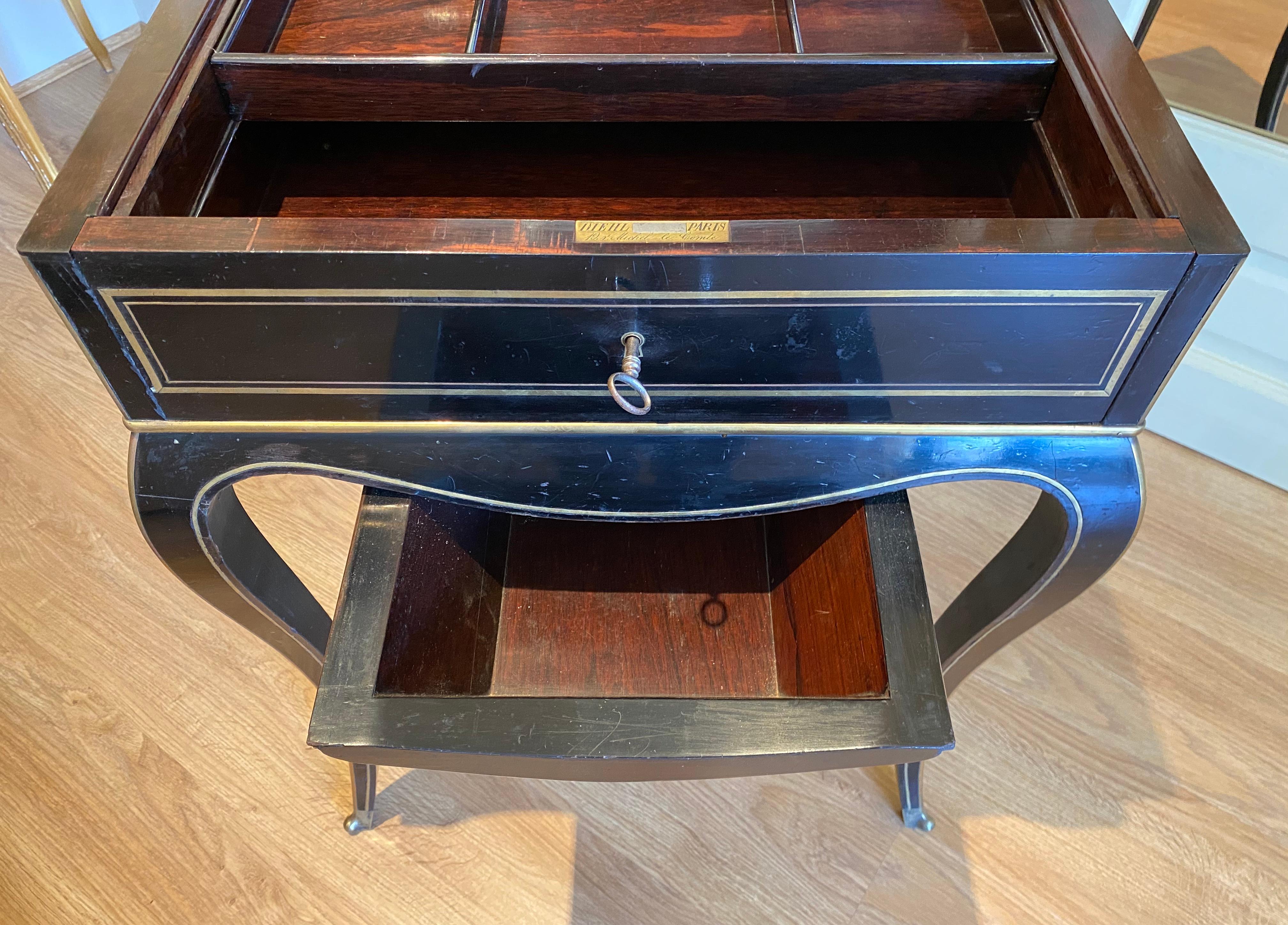 Diehl in Paris, Napoleon III Ebony Work Table / Vanity Table, 19th Century For Sale 12