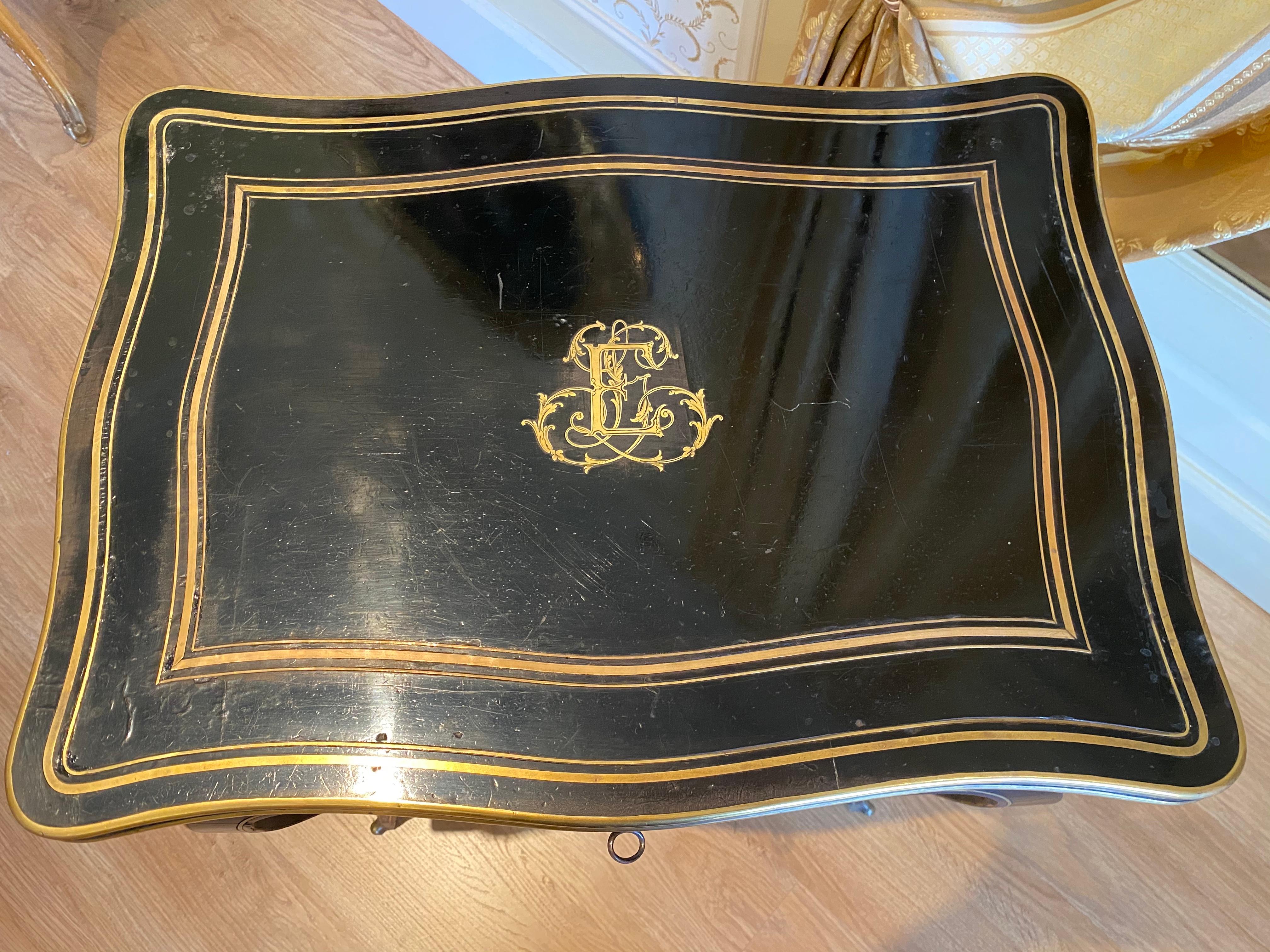 French Diehl in Paris, Napoleon III Ebony Work Table / Vanity Table, 19th Century For Sale