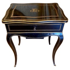 Diehl in Paris, Napoleon III Ebony Work Table / Vanity Table, 19th Century