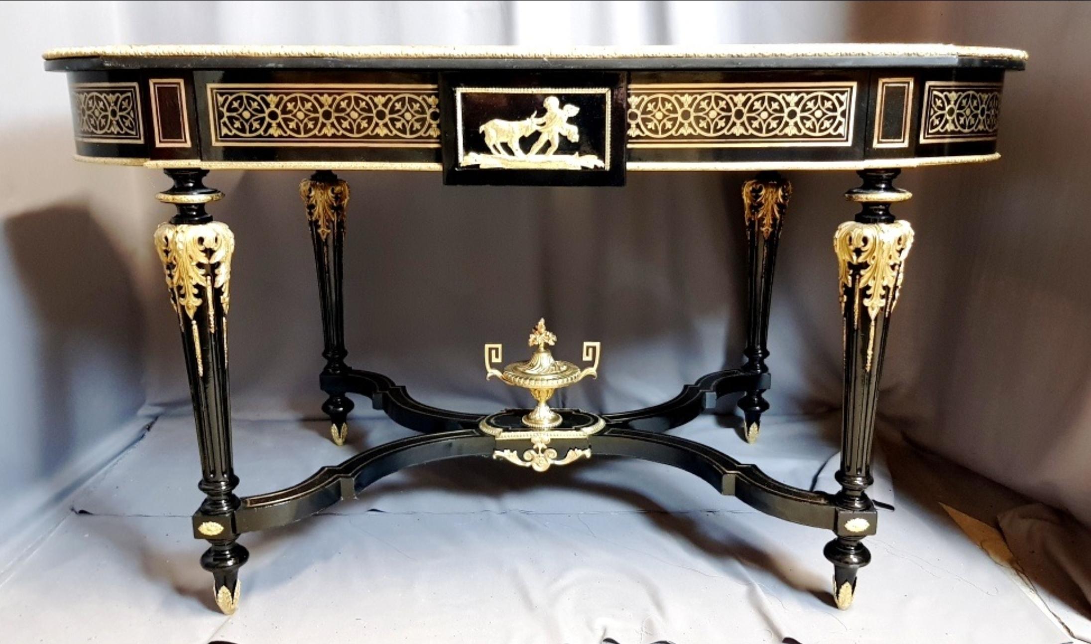 Diehl Napoleon III Desk Table in Boulle Marquetry, France, 19th Century In Good Condition In Paris, FR