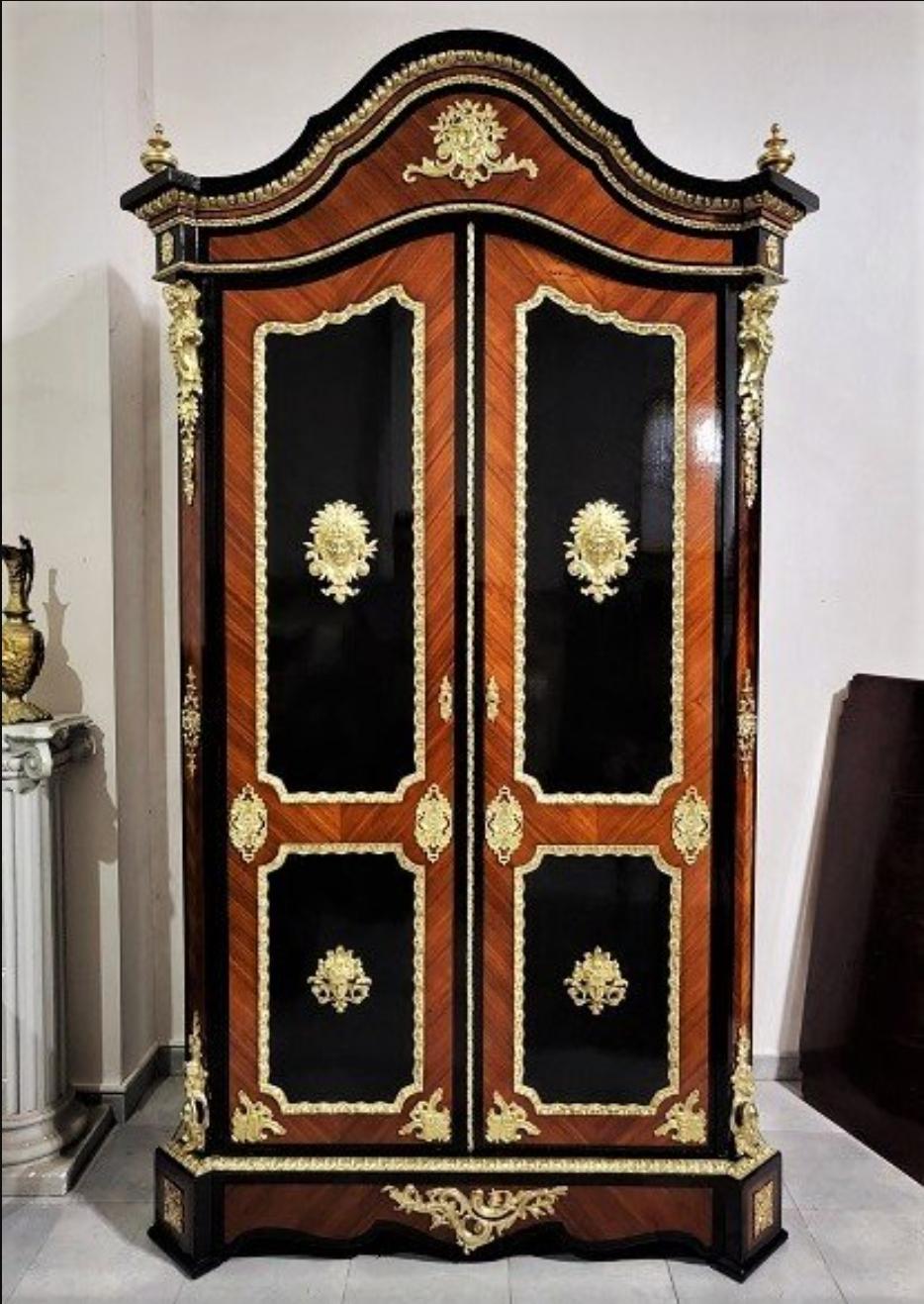 Mid-19th Century Diehl Signed Boulle Marquetry Napoleon III Style Armoire Wardrobe, France, 1870