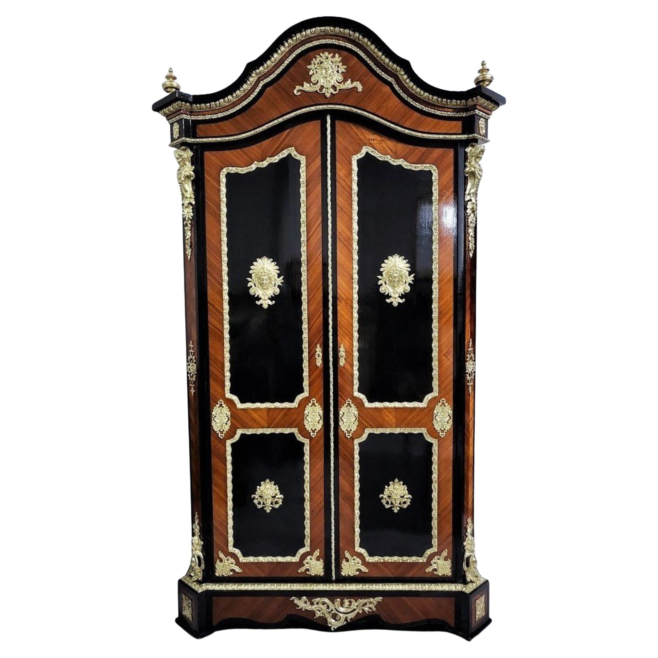 Diehl Signed Boulle Marquetry Napoleon III Style Armoire Wardrobe, France,  1870 at 1stDibs