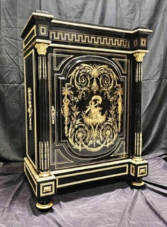 Diehl  stamped  Black Cabinet in Boulle Marquetry Gilt Bronze Brass Napoleon III
