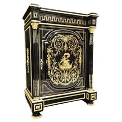 Diehl  stamped  Black Cabinet in Boulle Marquetry Gilt Bronze Brass Napoleon III