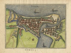 Dieppe – Antique Hand-Coloured French Coastal Town Engraving (1666)