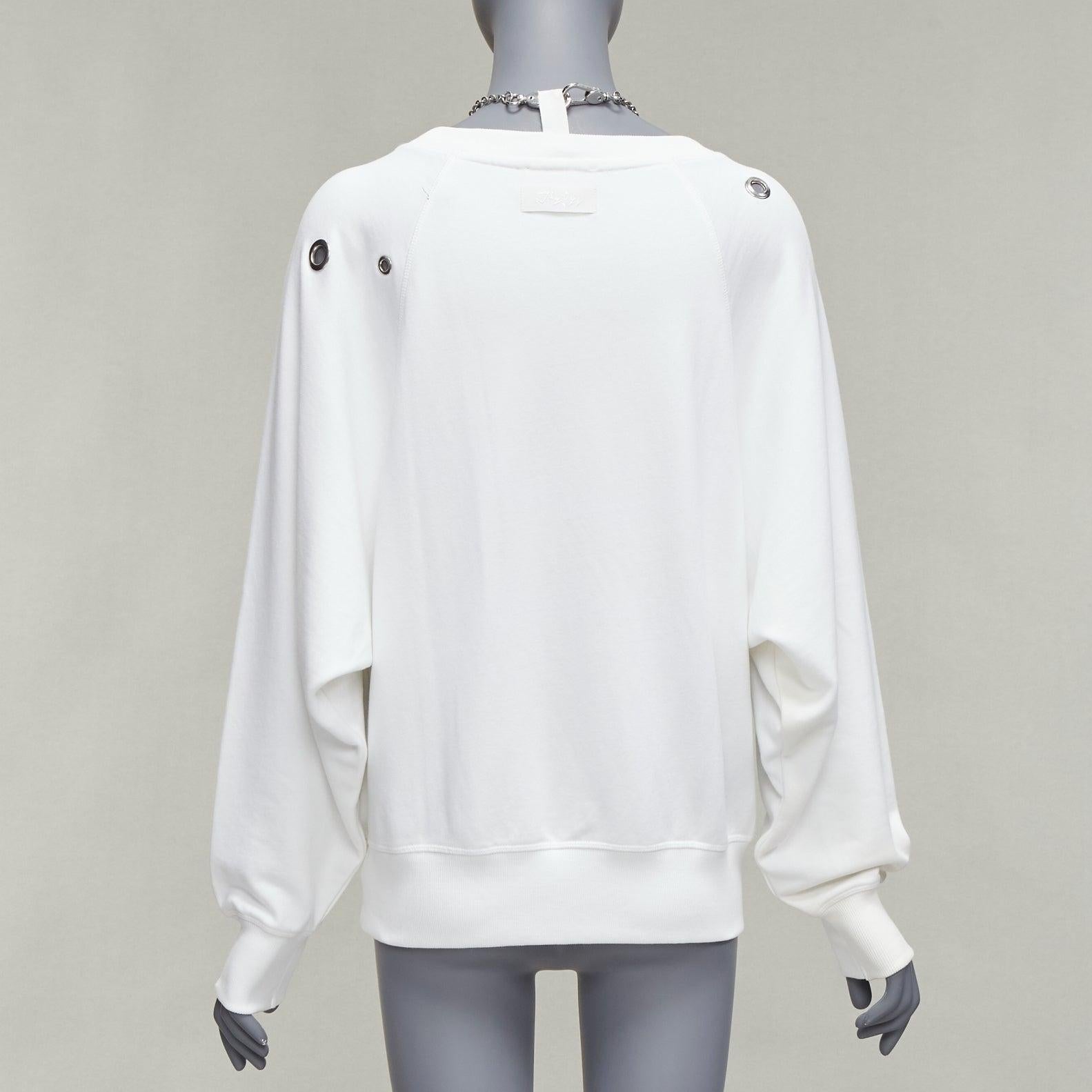 Women's DIESEL 2023 Glenn Martens silver punk chain grommet oversized sweatshirt XS For Sale
