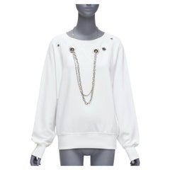 DIESEL 2023 Glenn Martens silver punk chain grommet oversized sweatshirt XS