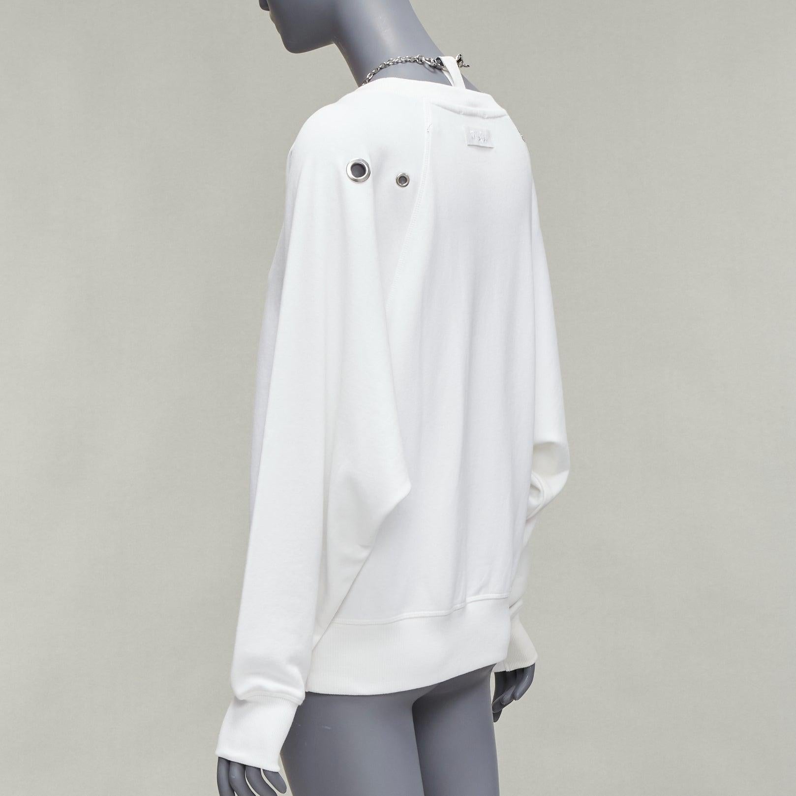DIESEL 2023 Glenn Martens white silver punk chain grommet oversized sweatshirt For Sale 2