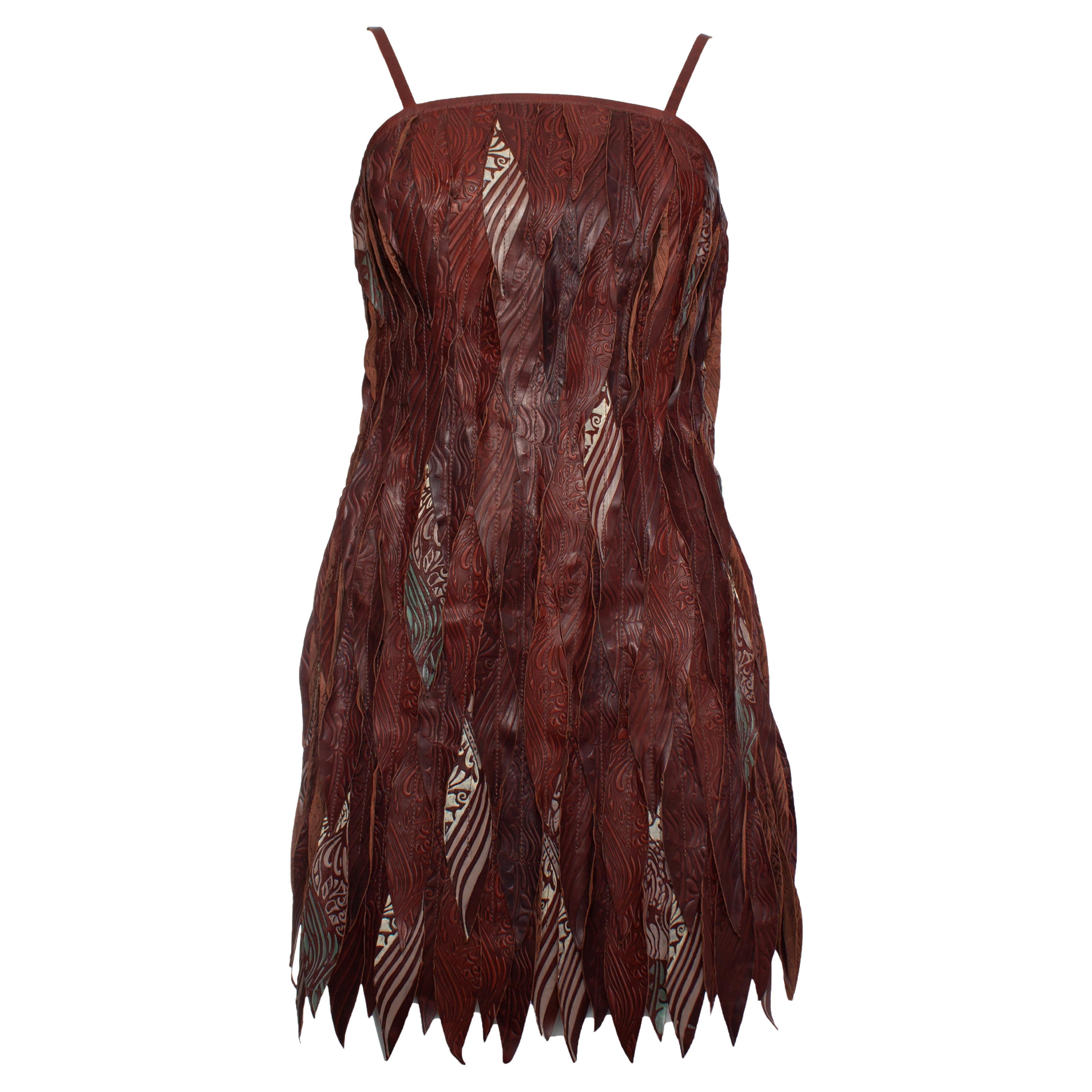 Diesel Black Gold, lasercut leather dress For Sale