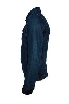 Diesel, Blue denim jacket with yellow stripes