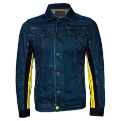 Diesel, Blue denim jacket with yellow stripes