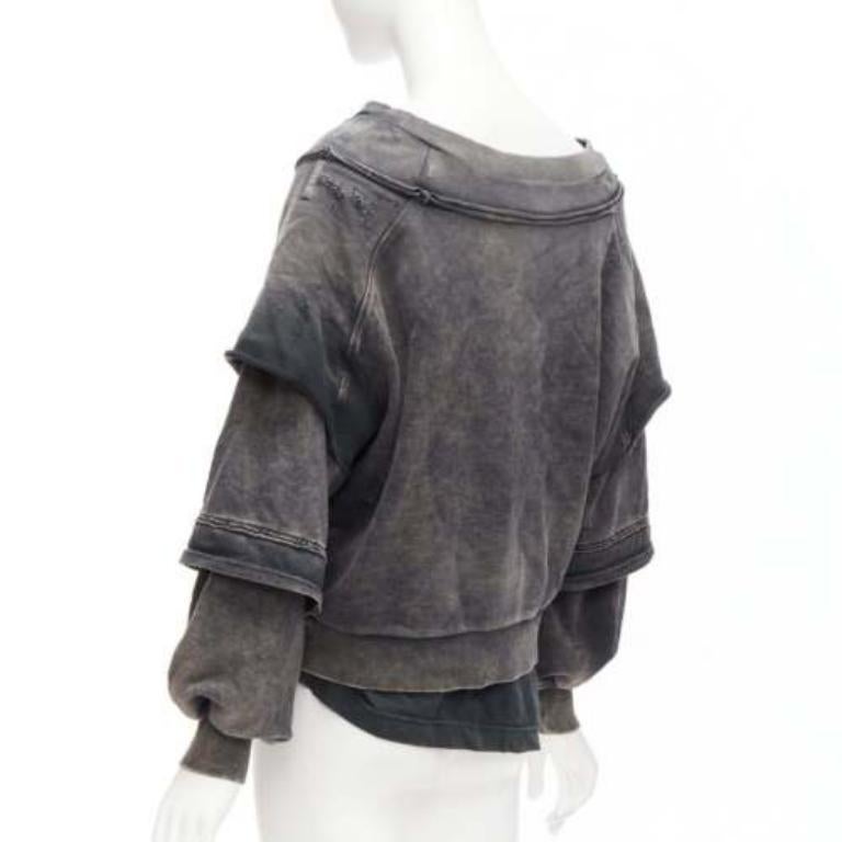 DIESEL F Strat maglione grigio angosciato in cotone Neuromatic Never Lose XS in vendita 1