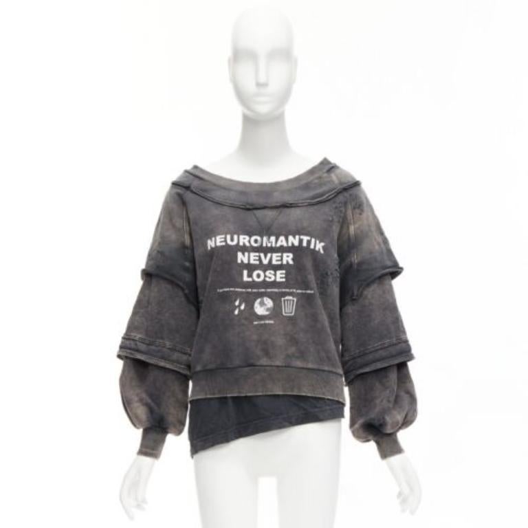 DIESEL F Strat maglione grigio angosciato in cotone Neuromatic Never Lose XS in vendita 4
