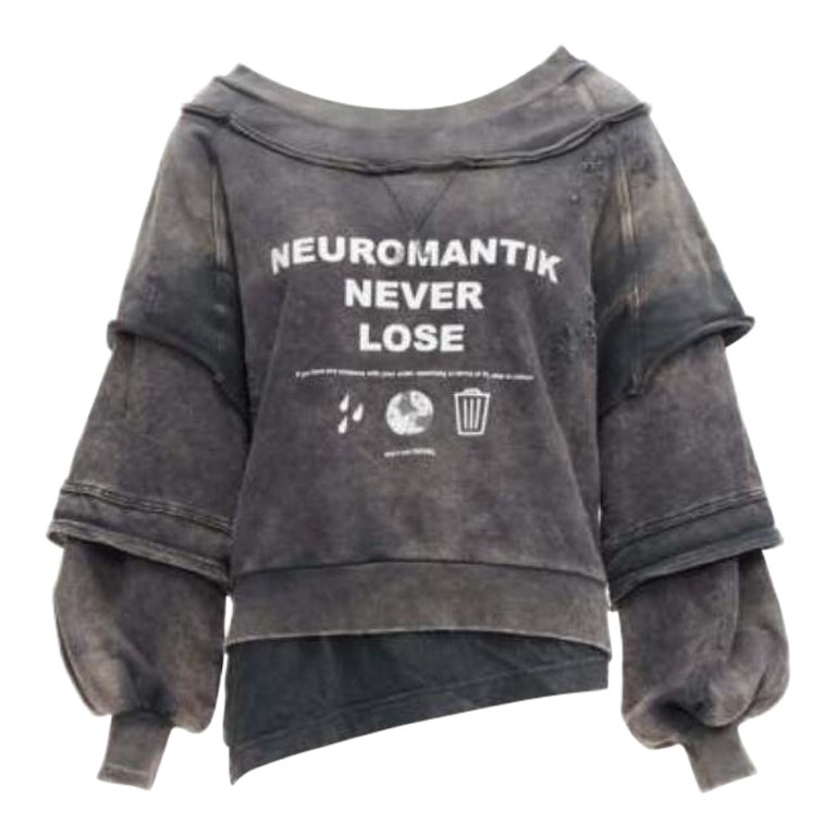 DIESEL F Strat maglione grigio angosciato in cotone Neuromatic Never Lose XS in vendita