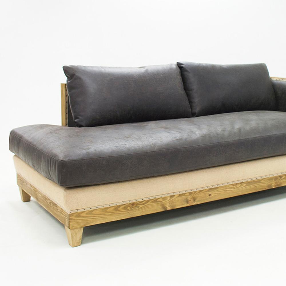 Contemporary Diesel Grey Sofa Left or Right with grey Vintage Leather For Sale