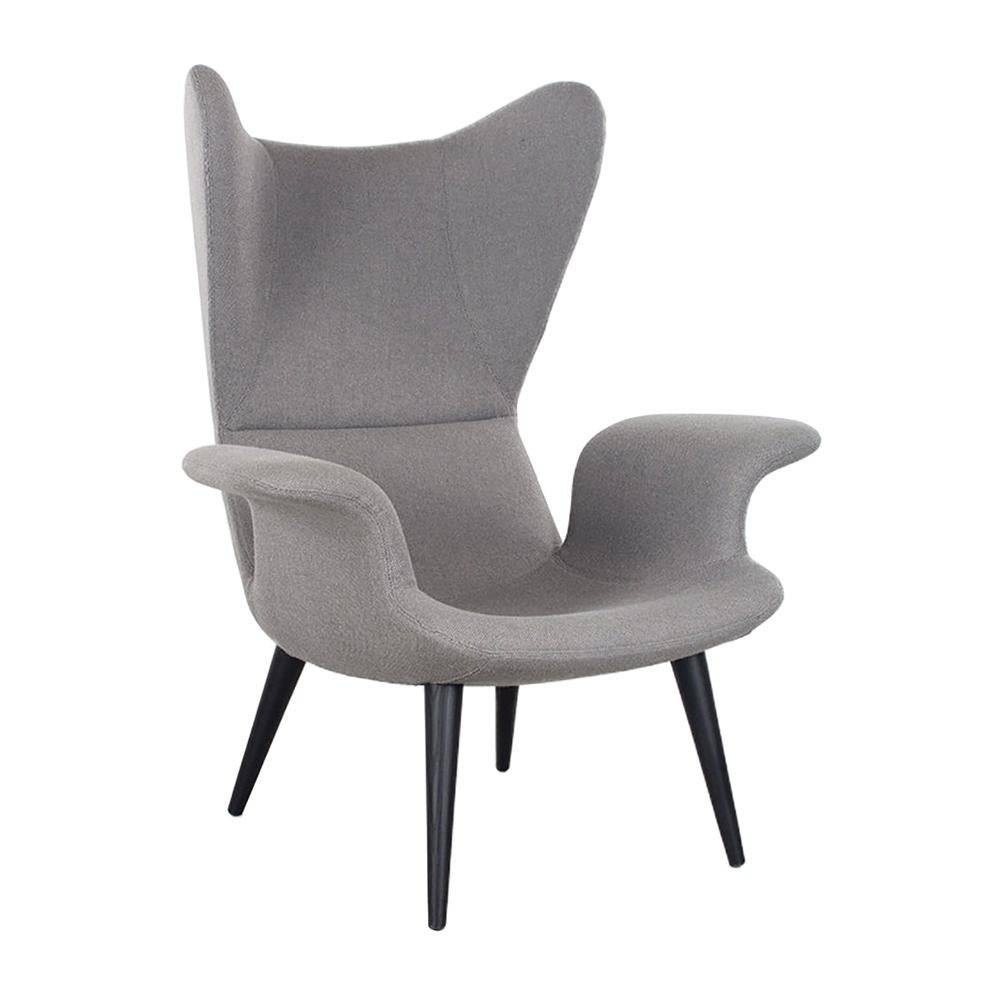 Diesel Longwave Wingback Armchair in Grey Wool by Moroso, Italy