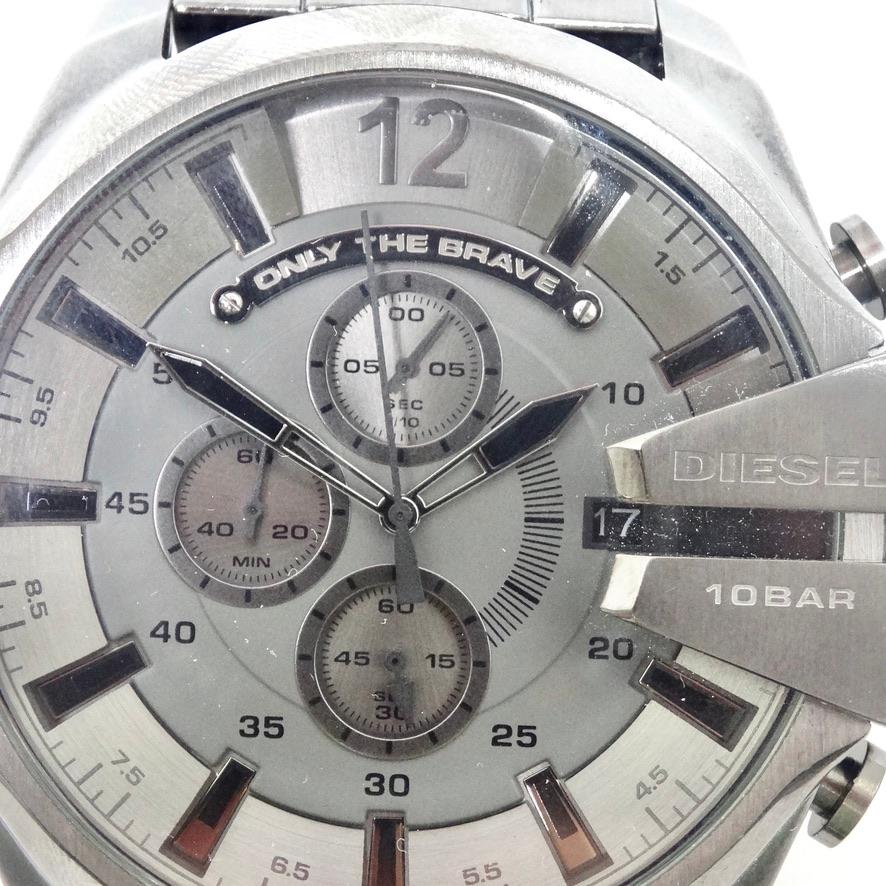 Diesel Mega Chief Stainless Steel Chronograph Quartz Watch In Excellent Condition For Sale In Scottsdale, AZ