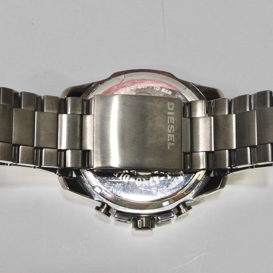 Women's or Men's Diesel Mega Chief Stainless Steel Chronograph Quartz Watch For Sale