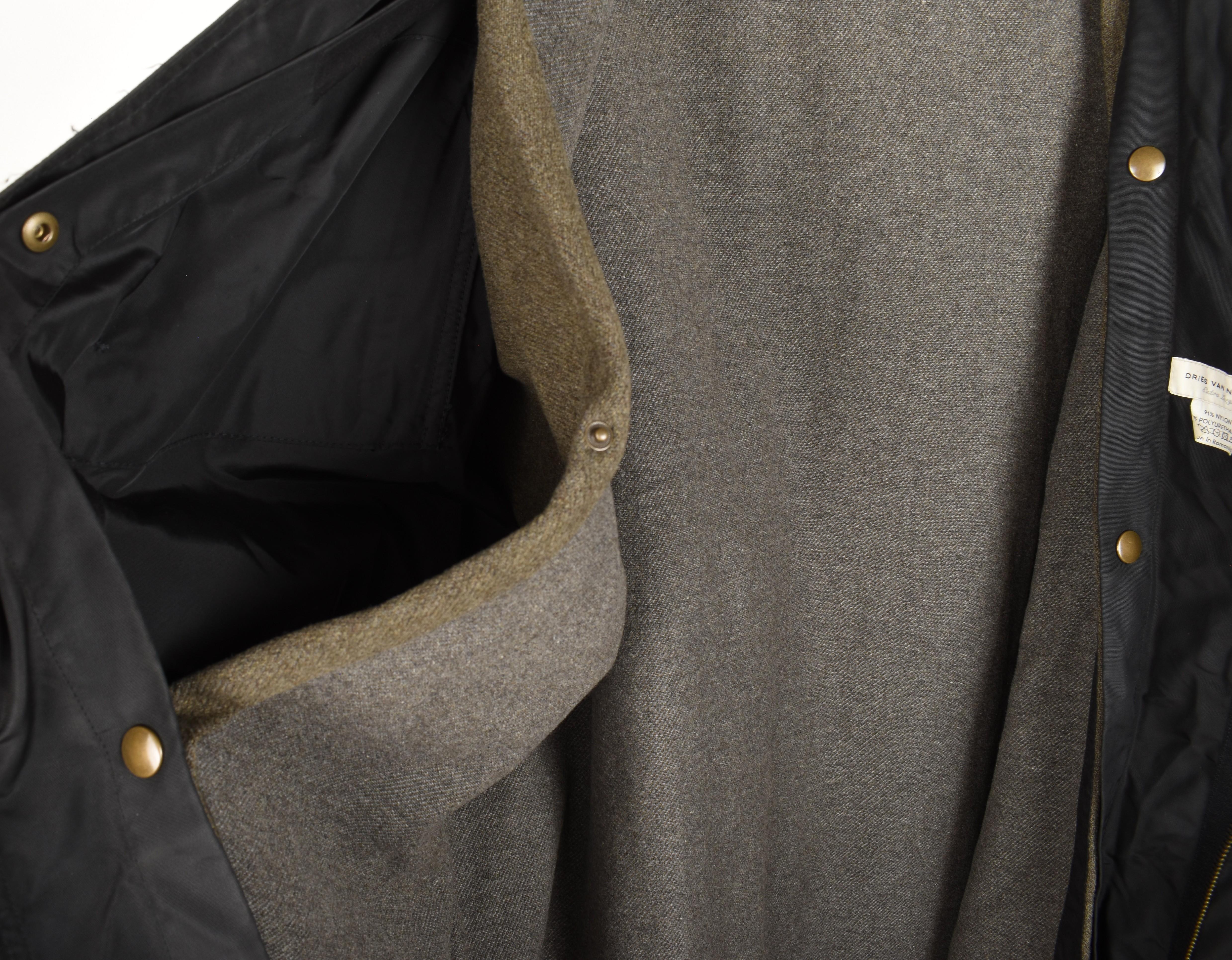 Dries van Noten Parka Herrenmantel mit Kapuze Vintage, herausnehmbares Futter Größe XL, S1386 im Angebot 6