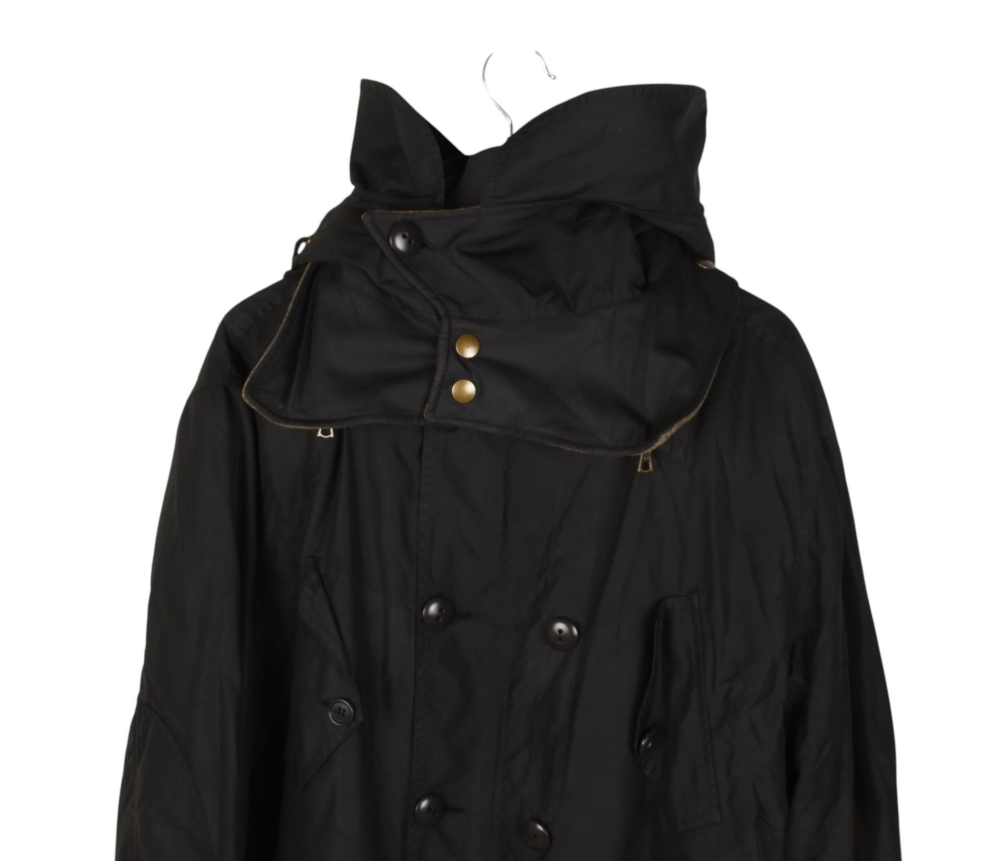 Dries van Noten Parka Herrenmantel mit Kapuze Vintage, herausnehmbares Futter Größe XL, S1386 (Schwarz) im Angebot