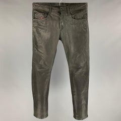 DIESEL Size 28 Charcoal Sheep Skin Leather Casual Pants