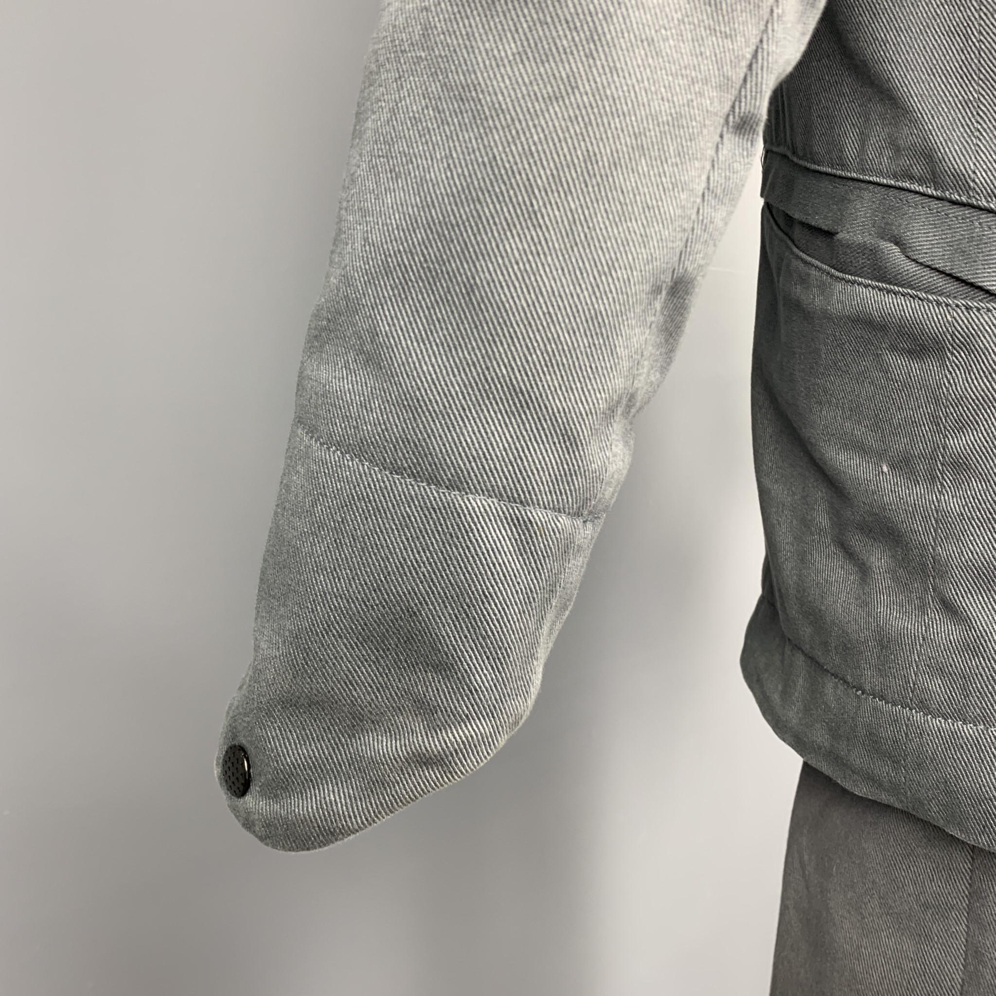 DIESEL Size S Grey Solid Cotton Blend Peak Lapel Suit In Excellent Condition In San Francisco, CA