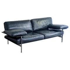 "Diesis" Black Leather and Steel Sofa by Antonio Citterio for B&B Italia, 1979