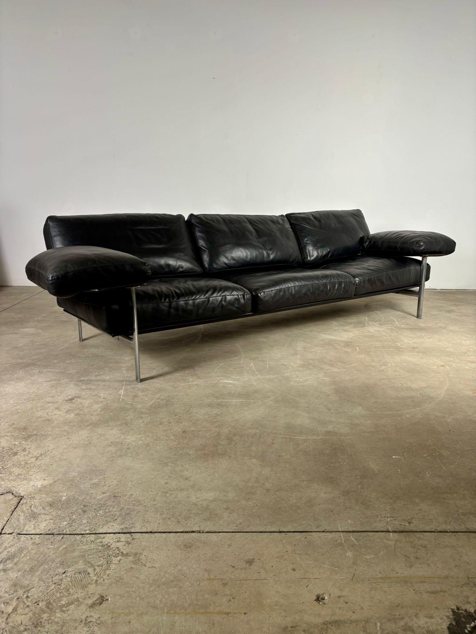 Diesis, canapé en cuir noir, première série, Antonio Citterio pour B&B Italia, 1979 en vente 3