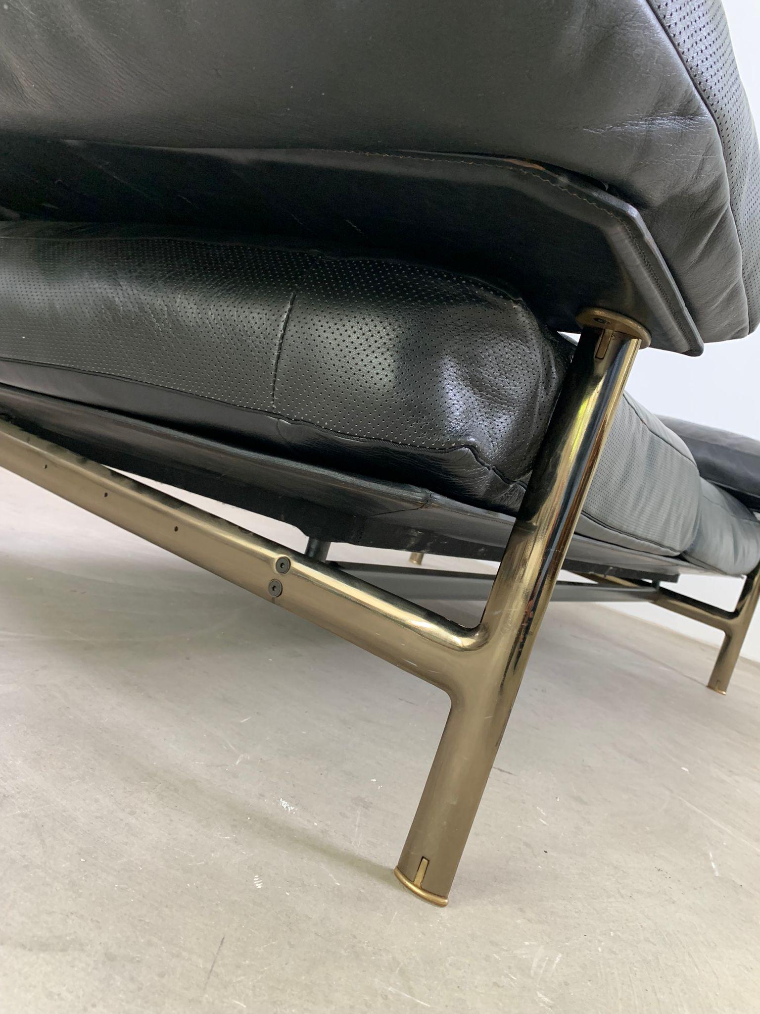 Diesis, schwarzes Ledersofa, erste Serie, Antonio Citterio für B&B Italia, 1979 im Angebot 4