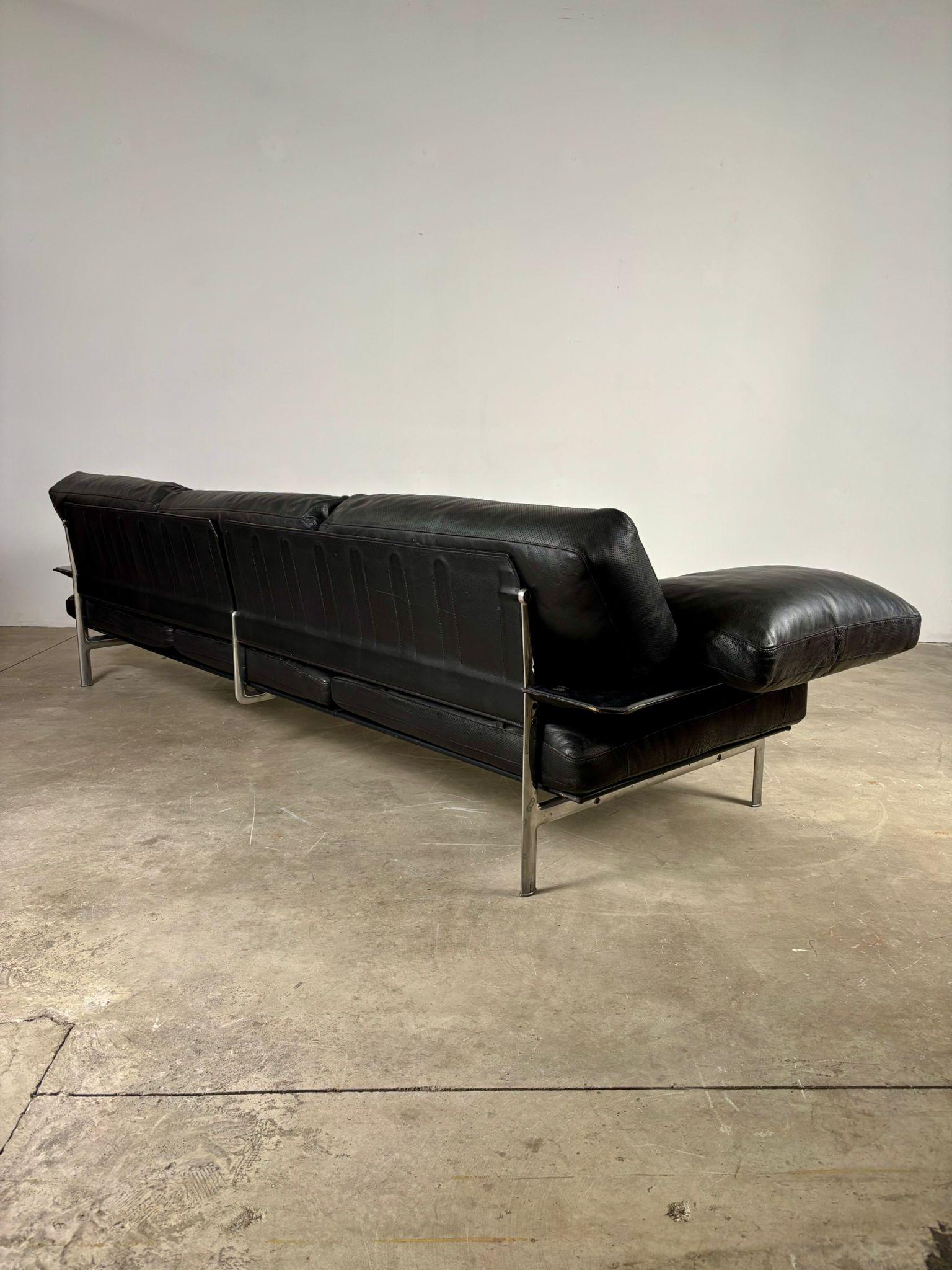 Diesis, canapé en cuir noir, première série, Antonio Citterio pour B&B Italia, 1979 en vente 4