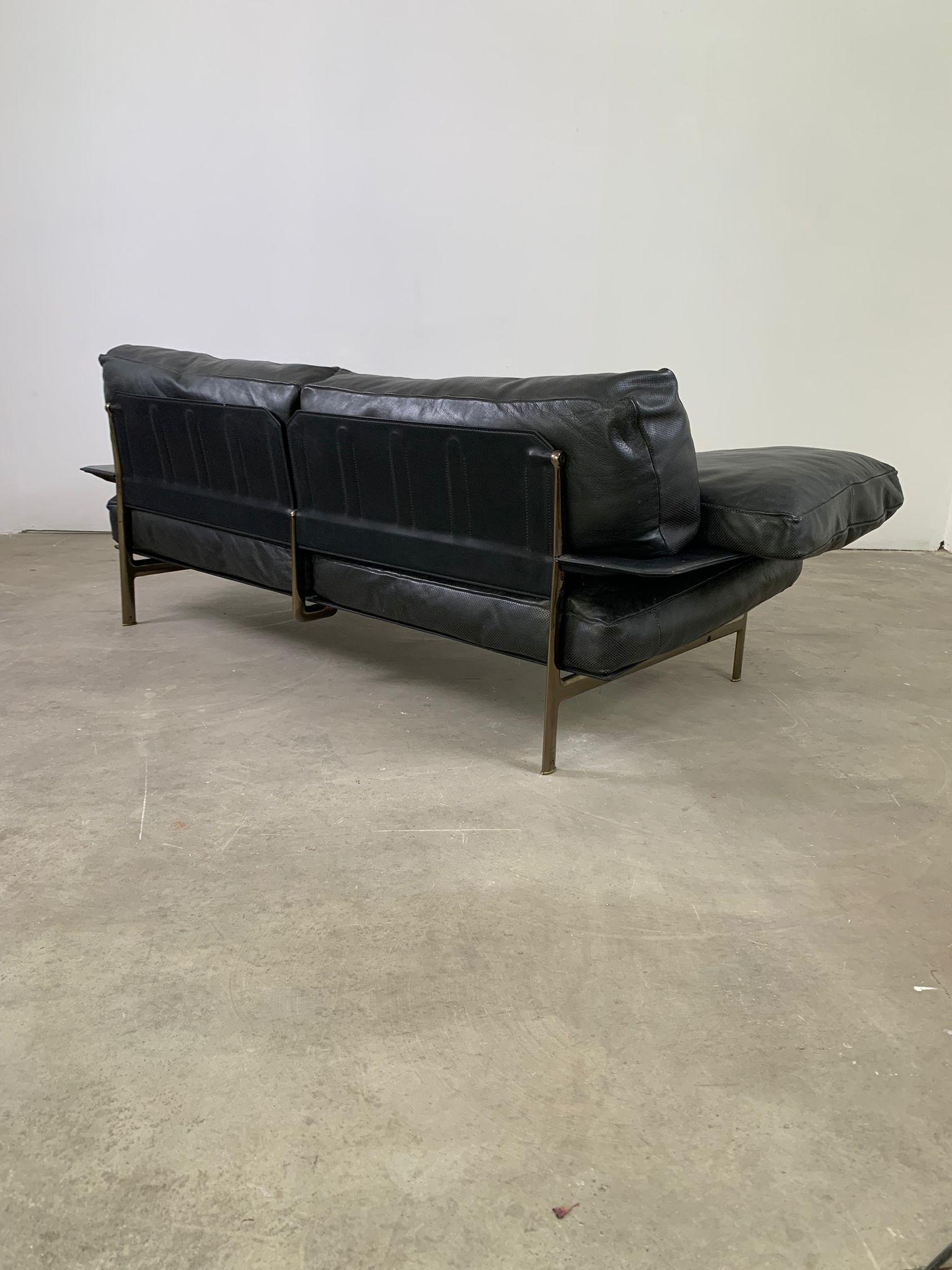Diesis, schwarzes Ledersofa, erste Serie, Antonio Citterio für B&B Italia, 1979 (Italian) im Angebot