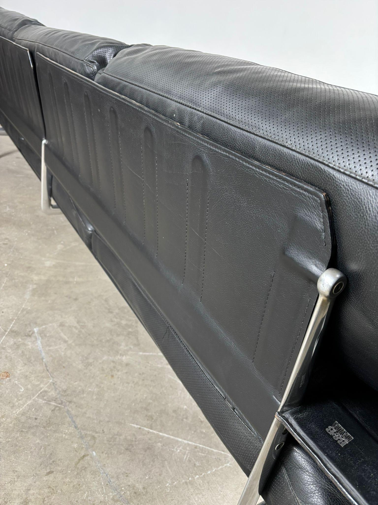 Métal Diesis, canapé en cuir noir, première série, Antonio Citterio pour B&B Italia, 1979 en vente