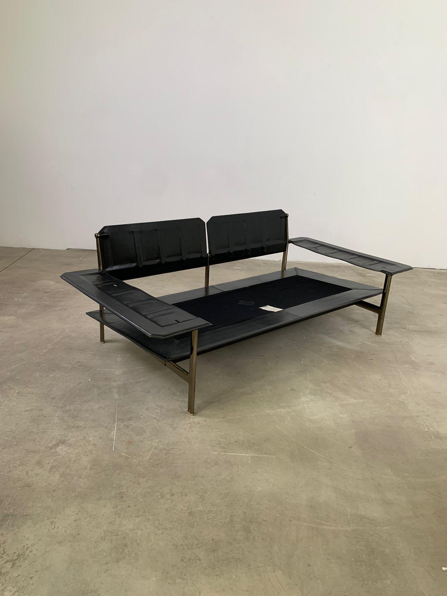 Diesis, schwarzes Ledersofa, erste Serie, Antonio Citterio für B&B Italia, 1979 im Angebot 1