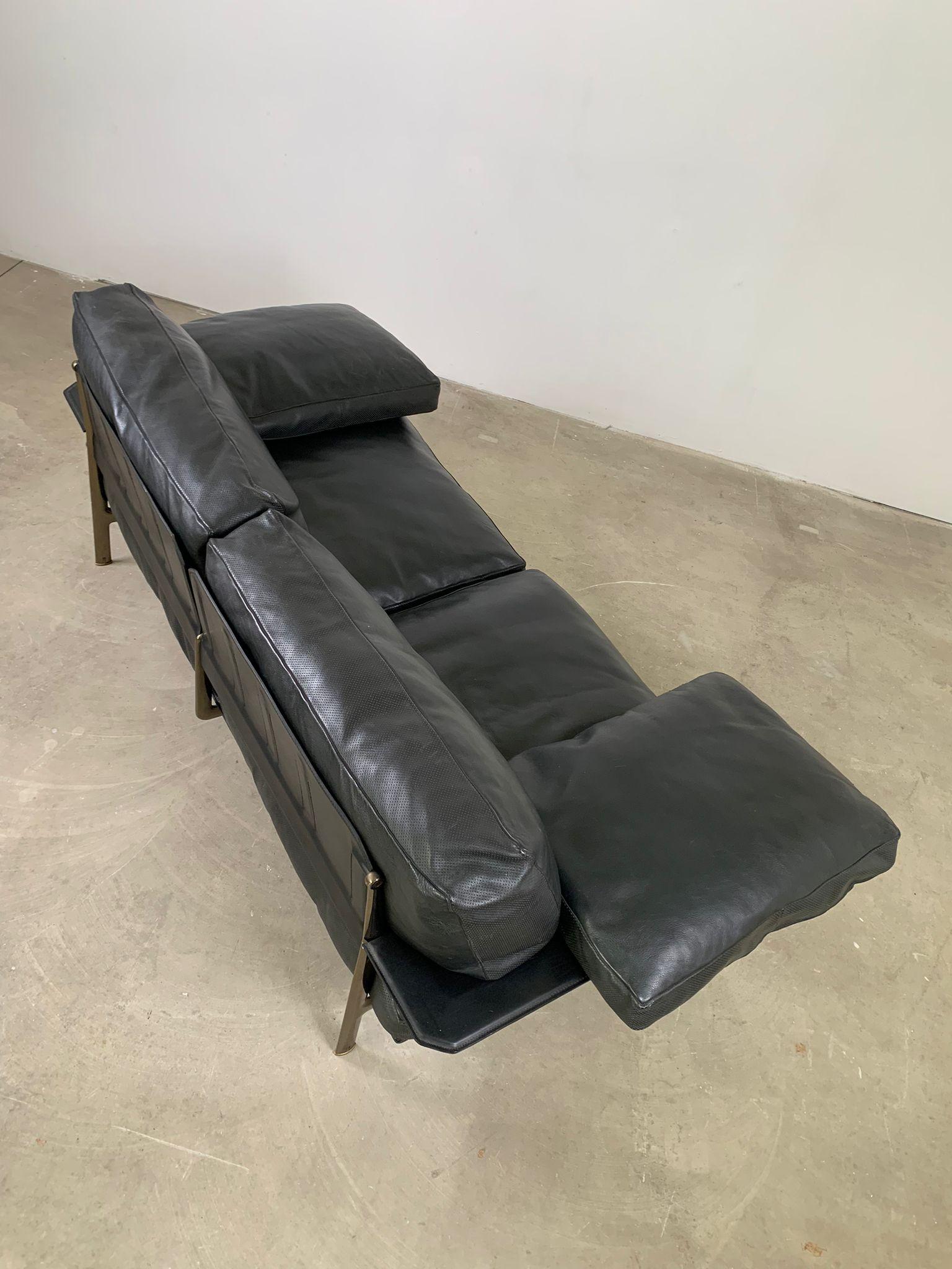 Diesis, schwarzes Ledersofa, erste Serie, Antonio Citterio für B&B Italia, 1979 im Angebot 2