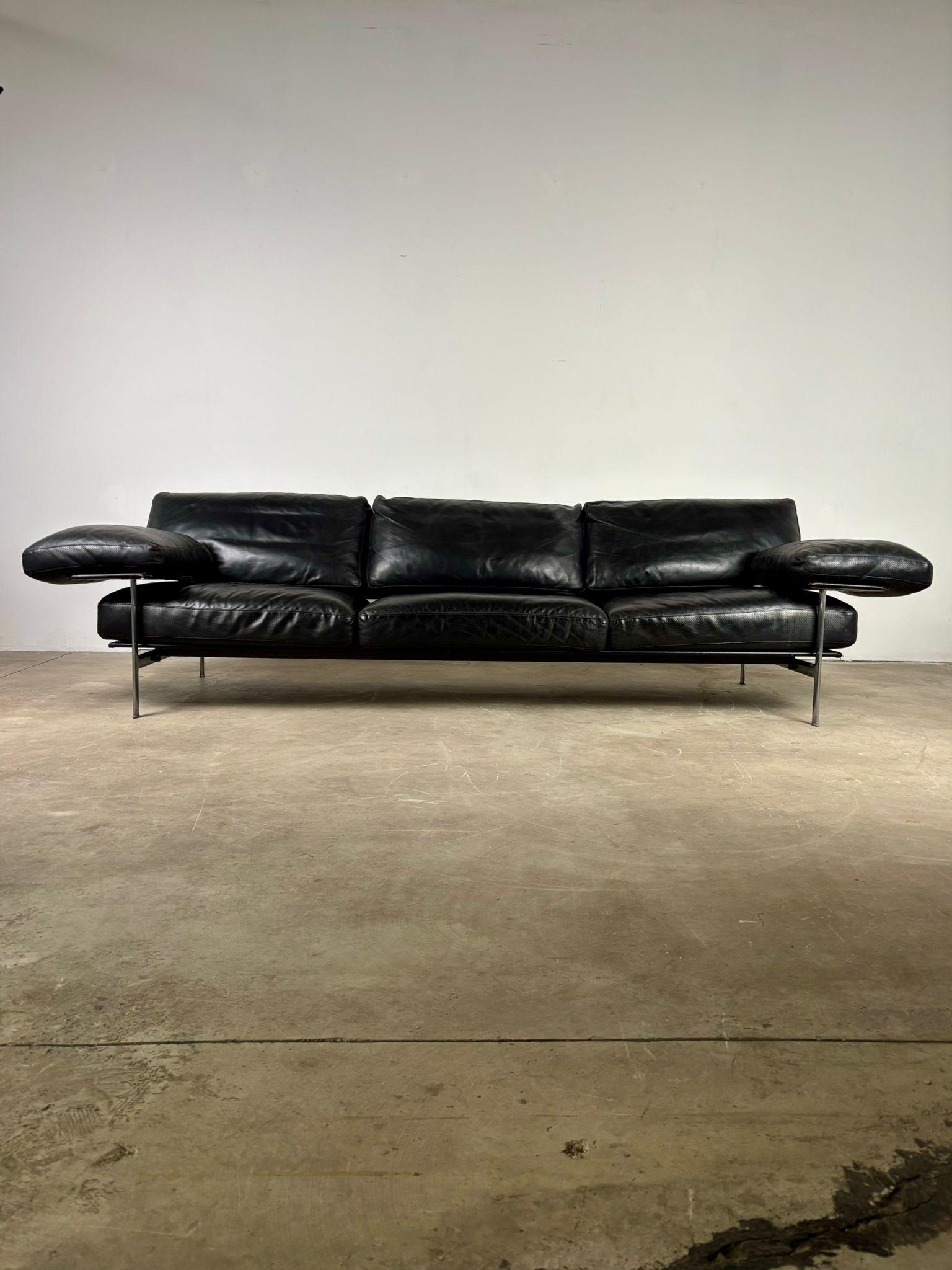 Diesis, canapé en cuir noir, première série, Antonio Citterio pour B&B Italia, 1979 en vente 2