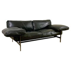 Diesis, schwarzes Ledersofa, erste Serie, Antonio Citterio für B&B Italia, 1979