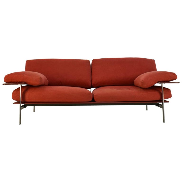 Diesis Sofa, Antonio Citterio and Paolo Nava for B&B Italia Red Leather and  Fabric at 1stDibs | leather italia red sofa, b&b leather