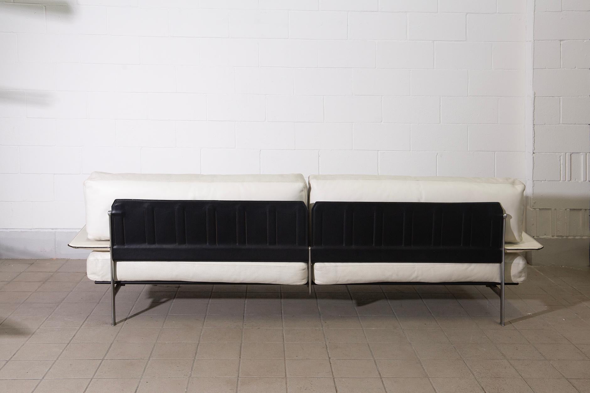 Metallo Diesis sofa for B&B by Paolo Nava and Citterio in white leather in vendita