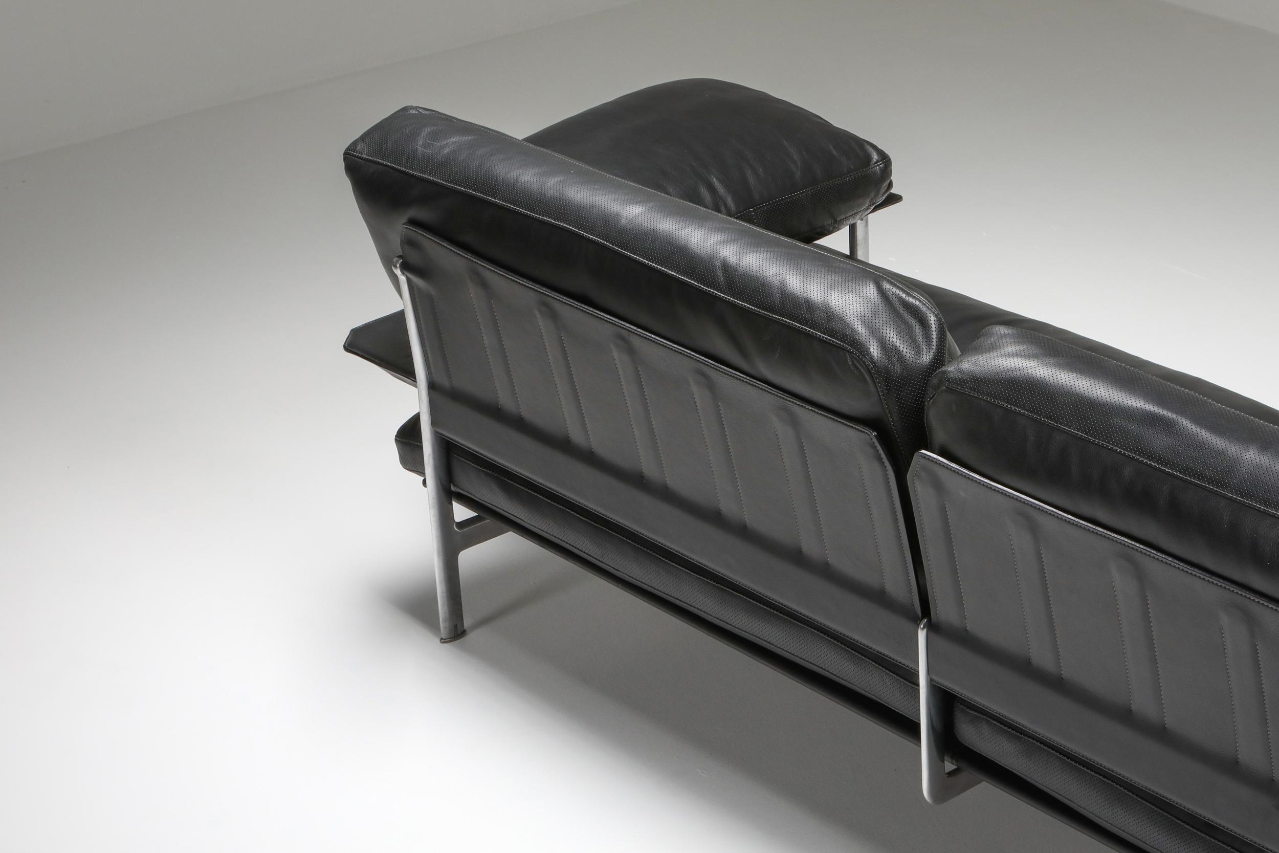 Diesis Sofa in Black Leather by Antonio Citterio & Nava for B&B Italia 2