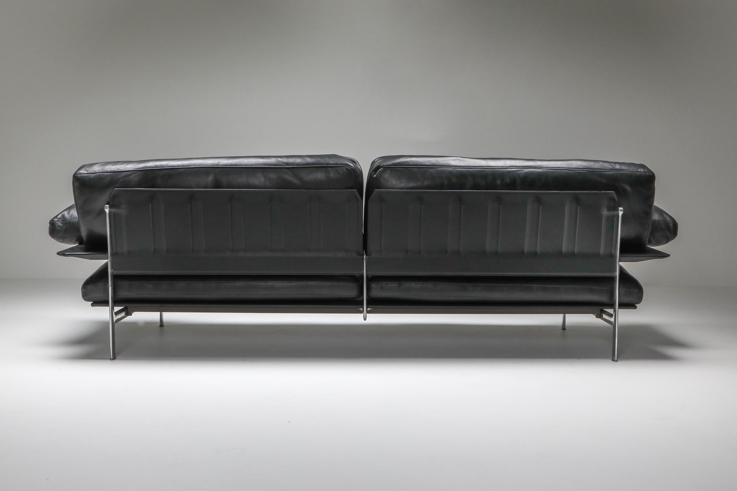 Post-Modern Diesis Sofa in Black Leather by Antonio Citterio & Nava for B&B Italia
